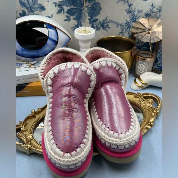 🆕 MOU 🧿 NWOT WOB Metallic & Glitter Pink Eskimo Ankle Boot, Sz EU 38 - Picture 11 of 12